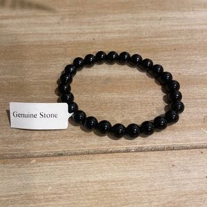 NEW Men’s Genuine Stone Stretch Black Bracelet 7”